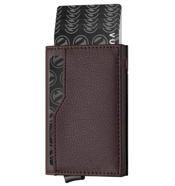 Credit Card Case With Double Id Window Rfid Blocking Automatic Leather Up Card Wallet