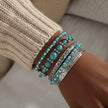 Turquoise Beaded Bow Bracelet Set for Women – 5-Piece Vintage Boho Stack