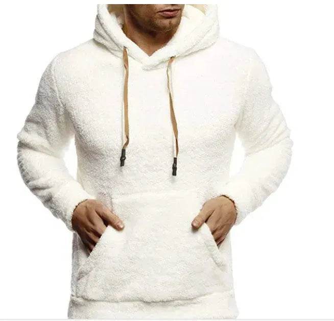 Autumn Winter Drawstring Fleece Hoodie Pullover for men