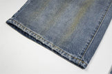 Punk Make Old Ripped Letter Denim Trousers Men Jeans