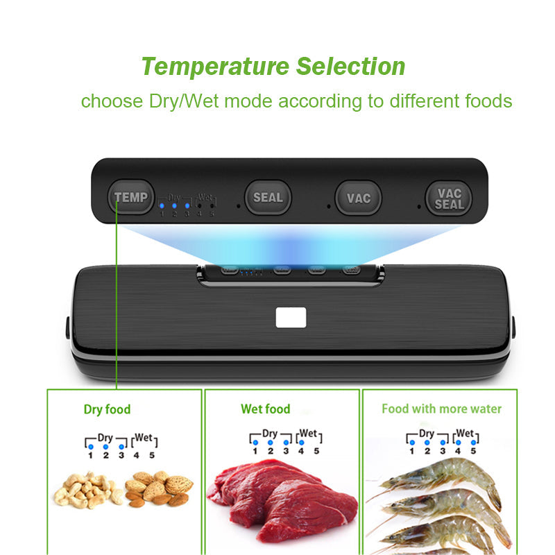 Rechargeable Vacuum Sealer Machine with 15 Bags Included, AU EU UK US Plug