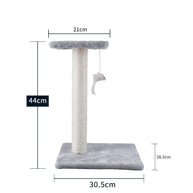 Cat Scratching Post with Platform & Hanging Toy – Multi Level Cat Tree Scratcher with Plush Bed