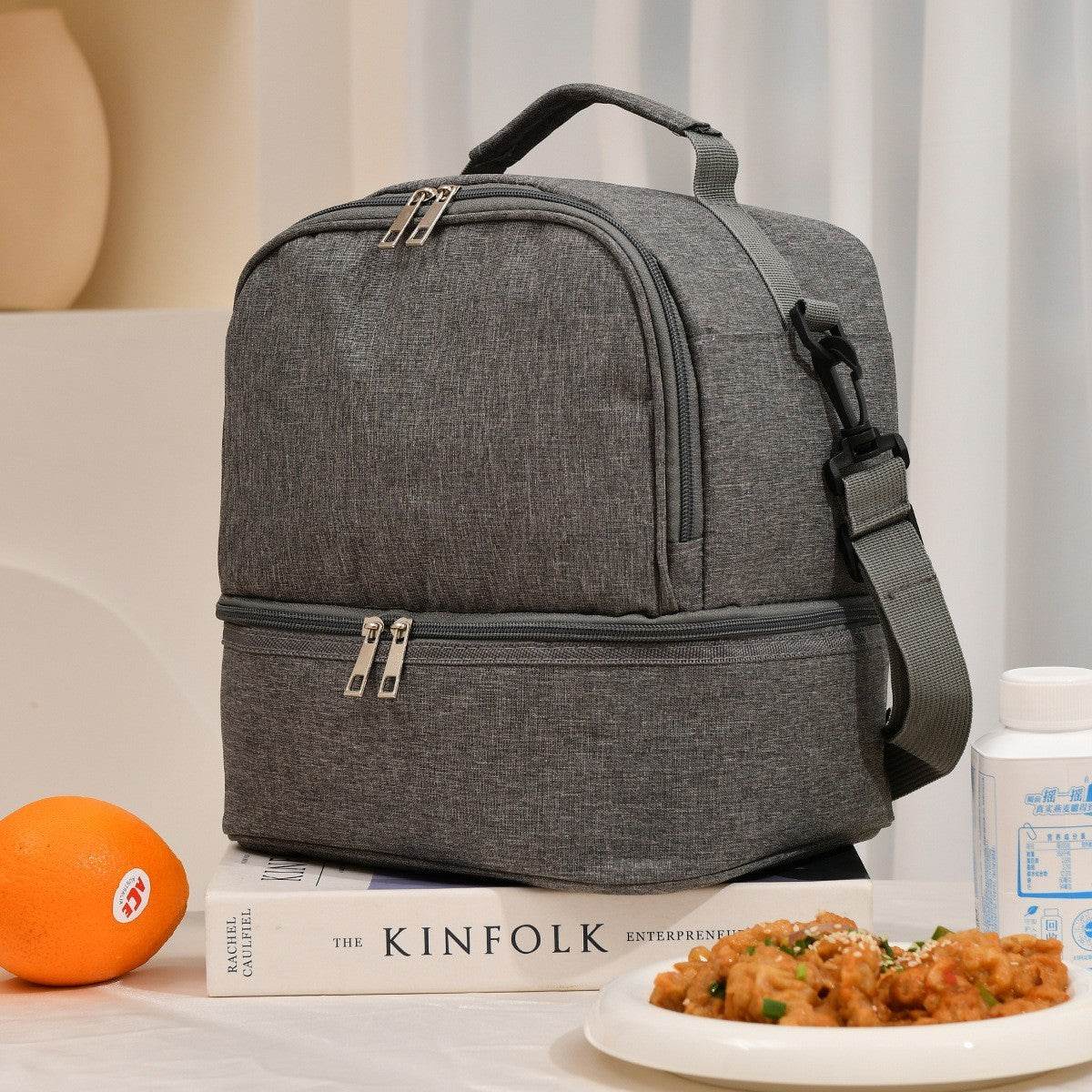 Insulated Oxford Lunch Bag with Shoulder Strap