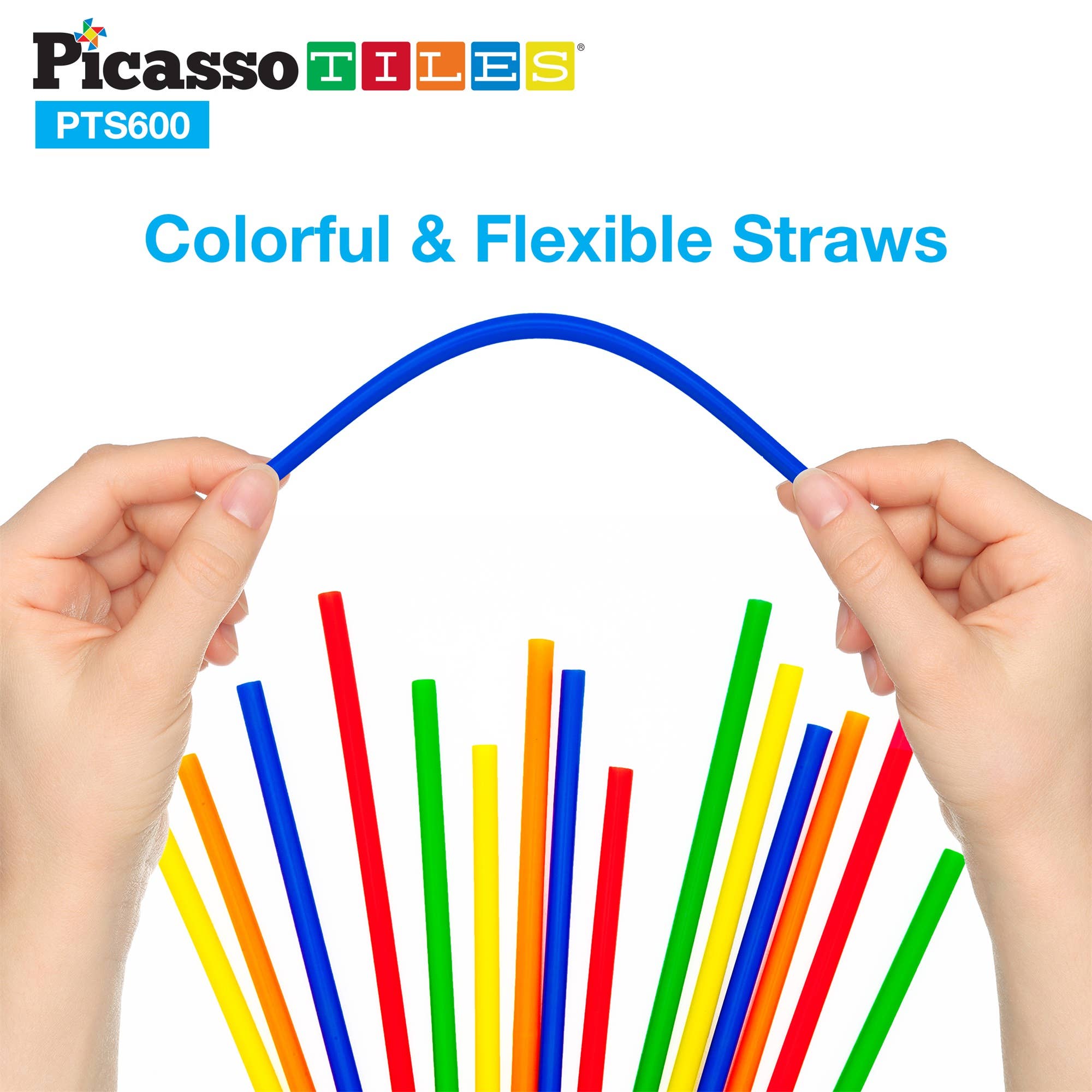 PicassoTiles - PicassoTiles 600pc Straw Building Set