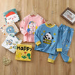 Unisex Children's Two piece Sleepwear Cotton Autumn Clothes Long Johns Pajamas for Kids