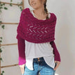 Autumn And Winter Warm Knitted Shawl top Women's Hollowed-out Double Sleeve