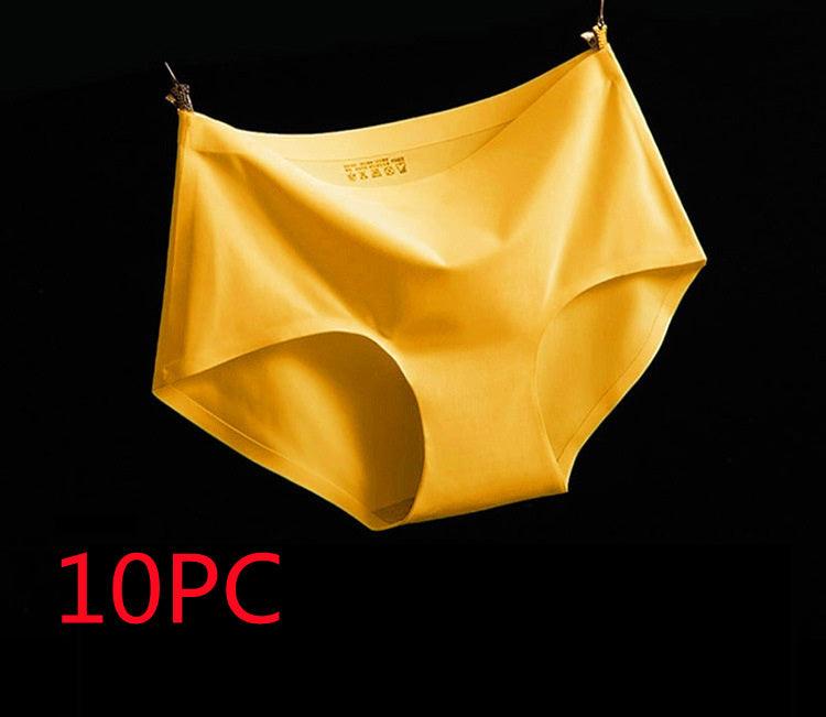 Ice Silk Mid-waist Sexy Seamless Ladies Plus Size Briefs Women