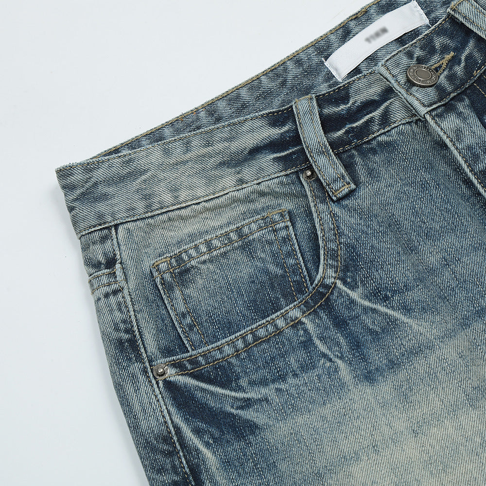Men's Loose Wide-Leg Contrast Color Jeans – Fashion Baggy Denim Trousers