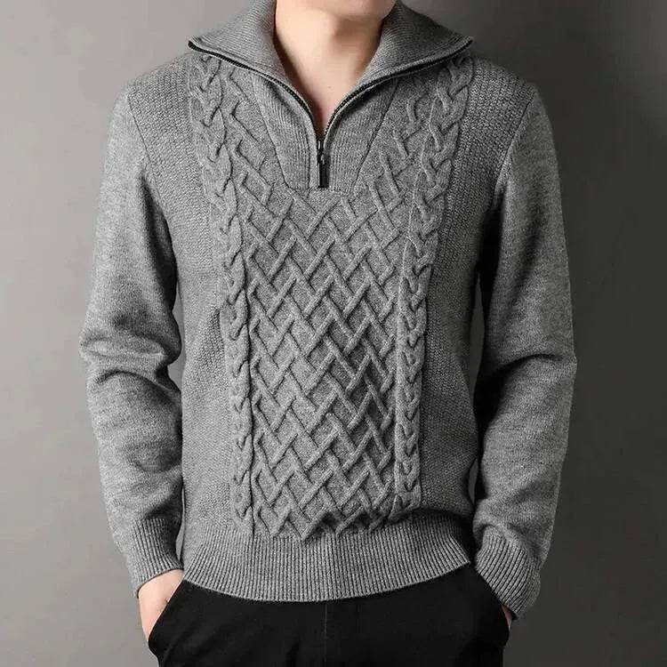 Men's Winter Fashion Half Zip Slim fit Knitted Woolen Pullover Sweater