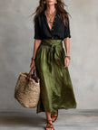 Women's Button-Down Shirt & Straight Skirt Two-Piece Set – Casual Summer Outfit