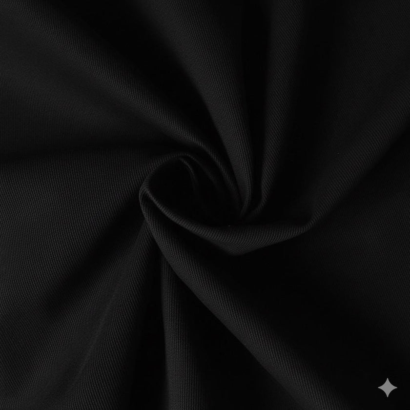 Black and White Twill Fabric: 65/35 Poly-Cotton Blend, 57