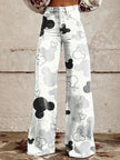 Women's 3D Printed Bootcut Flared Pants – Graphic Print Wide Leg Casual Trousers