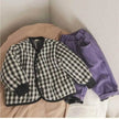Elegant Cotton-padded All-matching Children's Baby girl Plaid Jacket top
