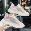 Casual Colorblock Lace-up Sneakers Girls Versatile Breathable Lightweight Walking Running Shoes