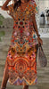 Spring Summer Boho-Chic Plus Size Floral Print Dress Side Slit maxi dress