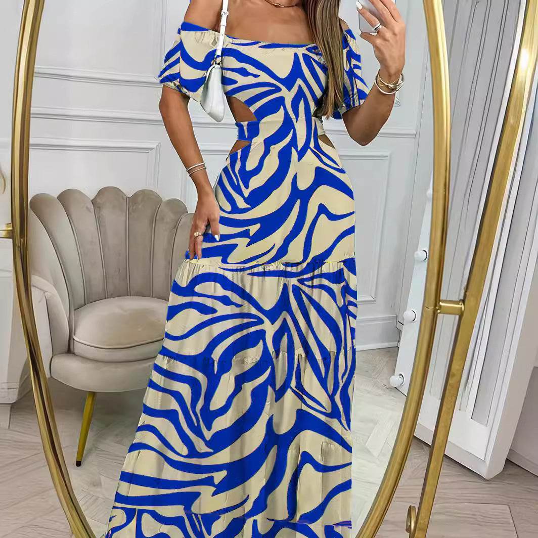 Off Shoulder Summer Maxi Dress Hollow out Cute Flowy dress