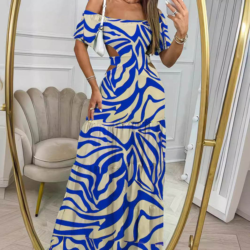 Off Shoulder Summer Maxi Dress Hollow out Cute Flowy dress