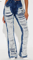 Know The Drill Shredded Bootcut Jeans - Dark Wash