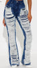 Know The Drill Shredded Bootcut Jeans - Dark Wash