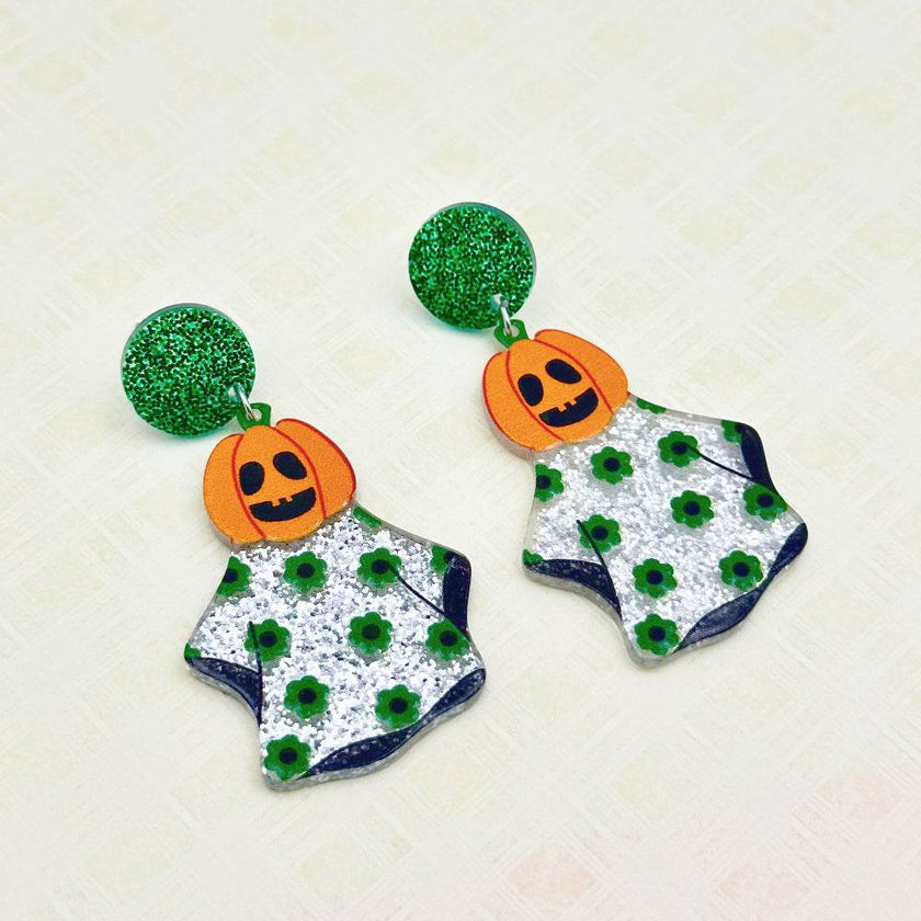 Halloween Day Ornament Colorful Ghost Eyes Funny Acrylic Earrings For Women