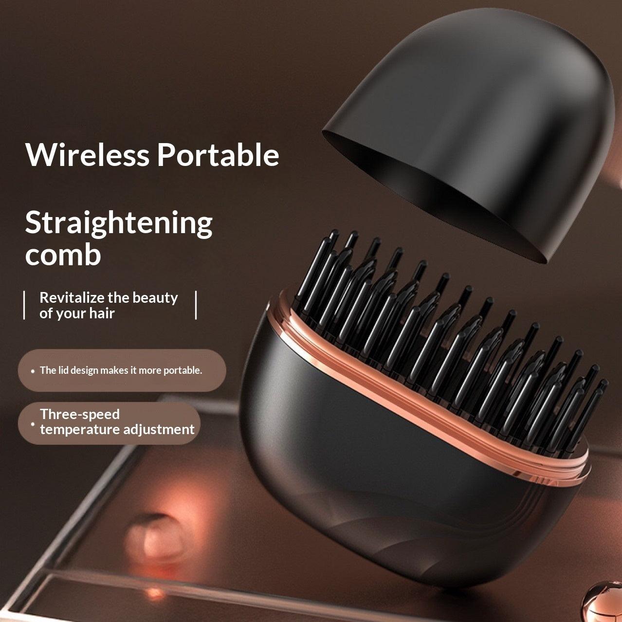 Mini Wireless Hair Straightener Comb – USB Rechargeable Portable Straightening Brush