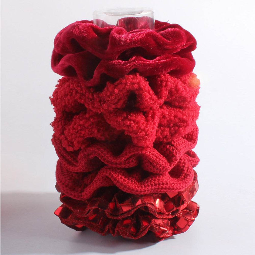 Women Knitted  Red Velvet Hair Scrunchies Hair Accesories