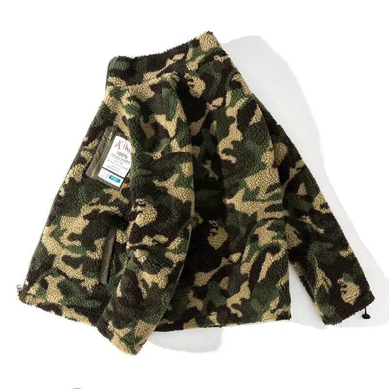 Fleece Army Camouflage Zip up Cotton Padded Winter Cardigan for Men