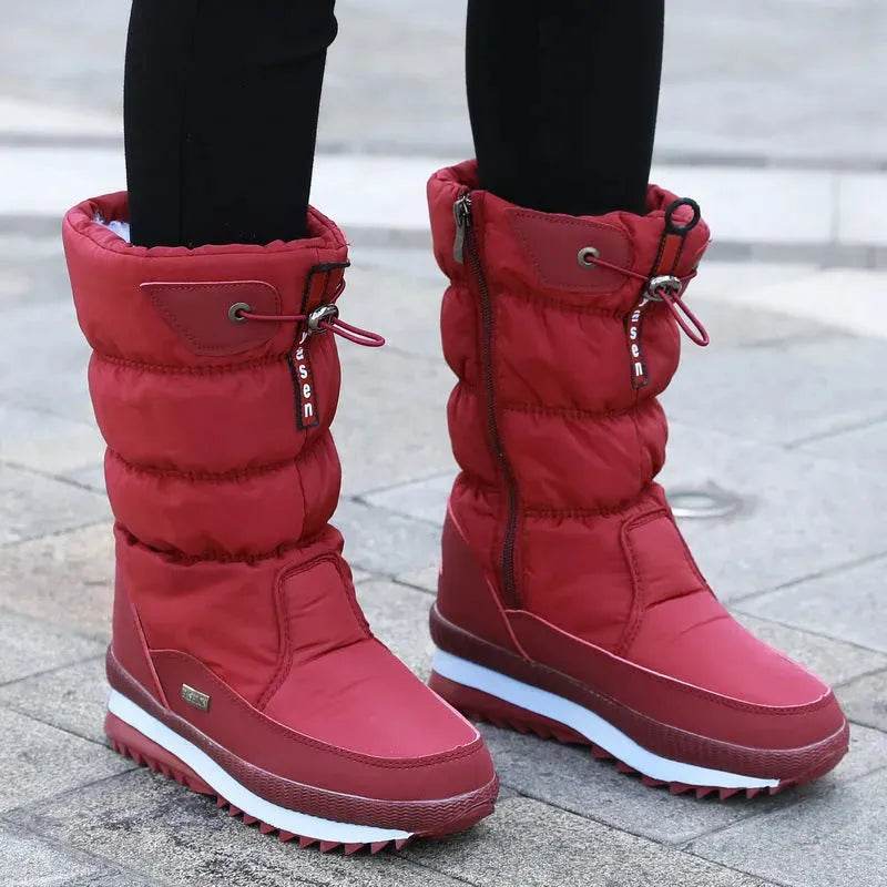 Winter boots New Plus Velvet Thick Cotton Shoes Thermal Middle Tube Waterproof Non-slip Boots