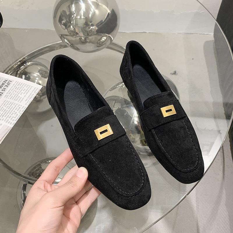 Fashion Women British Loafers Square Toe Gommino