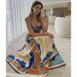 Elegant Ladies Spaghetti strap Vacation Resort Boho Floral Summer Maxi dress