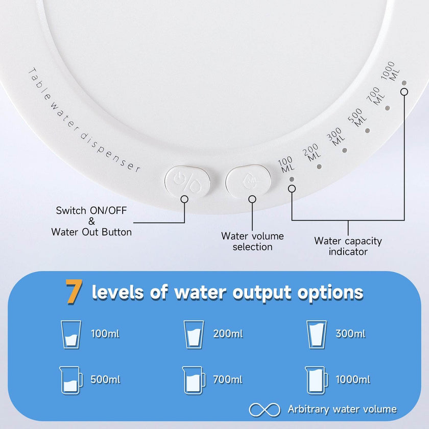 Smart Desktop Table Water Dispenser Pump Water Discharge Adjustable Portable Detachable USB Charging