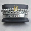 Crown Twist Woven Mesh With Diamond Digital Bracelet Set