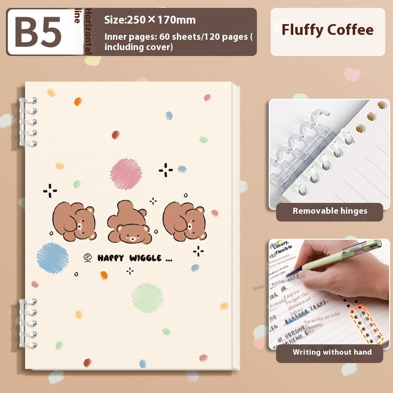 A5 Cute Loose-Leaf Notebook – Detachable Coil, Kawaii Cover Designs