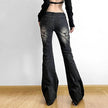 Printed Worn Baggy Jeans Pant Slimming Washed Women