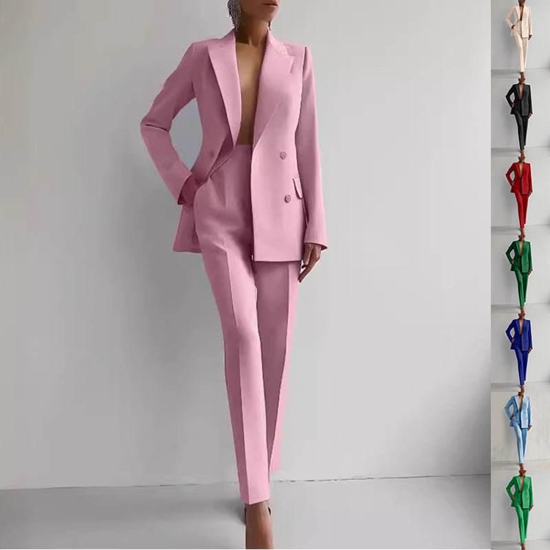 Women's Business Casual Suit Set – Long Sleeve Blazer & Slim Trousers | Canada & USA