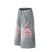 Hand Painted Graffiti Printing Denim Shorts Men Jeans