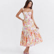 Spring And Summer Comely Pastoral Style Sling Floral A Swing Cake Dress