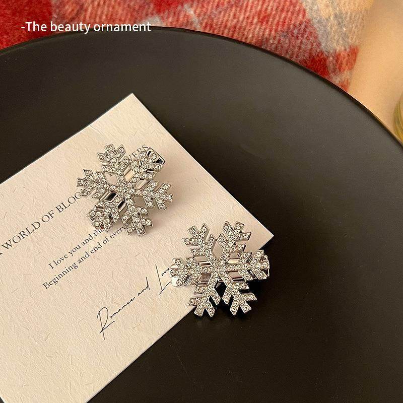 Crystal Snowflake Pearl flower Retro Hair Clip