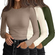 Women's 3D Print Crew-Neck Slim-Fit Long-Sleeve T-Shirt | Canada & USA