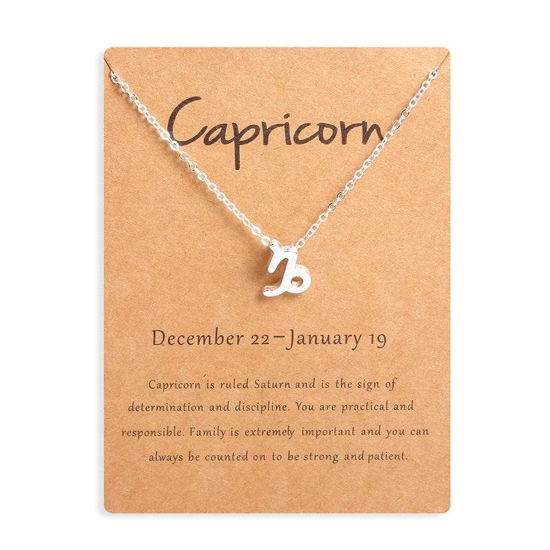 12 Zodiac Sign Necklaces With Gift Card Constellations Pendant Necklace Jewelry