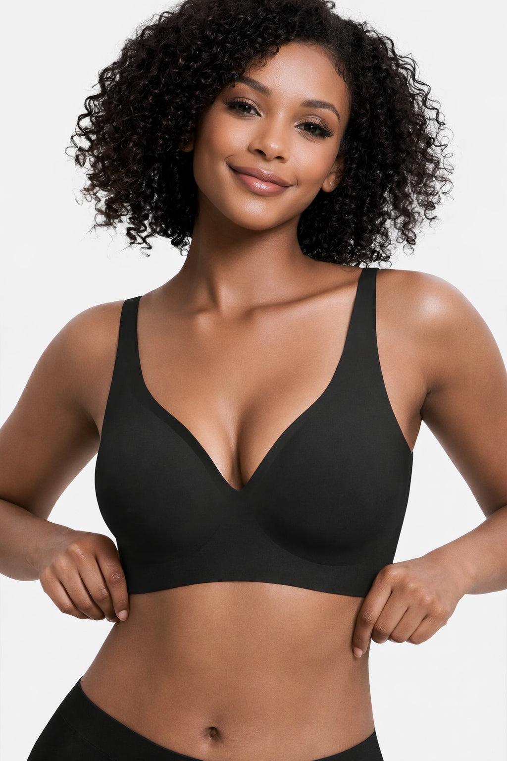 Women's Deep V Wireless Seamless Push-Up Bralette for Everyday and T-Shirt Wear