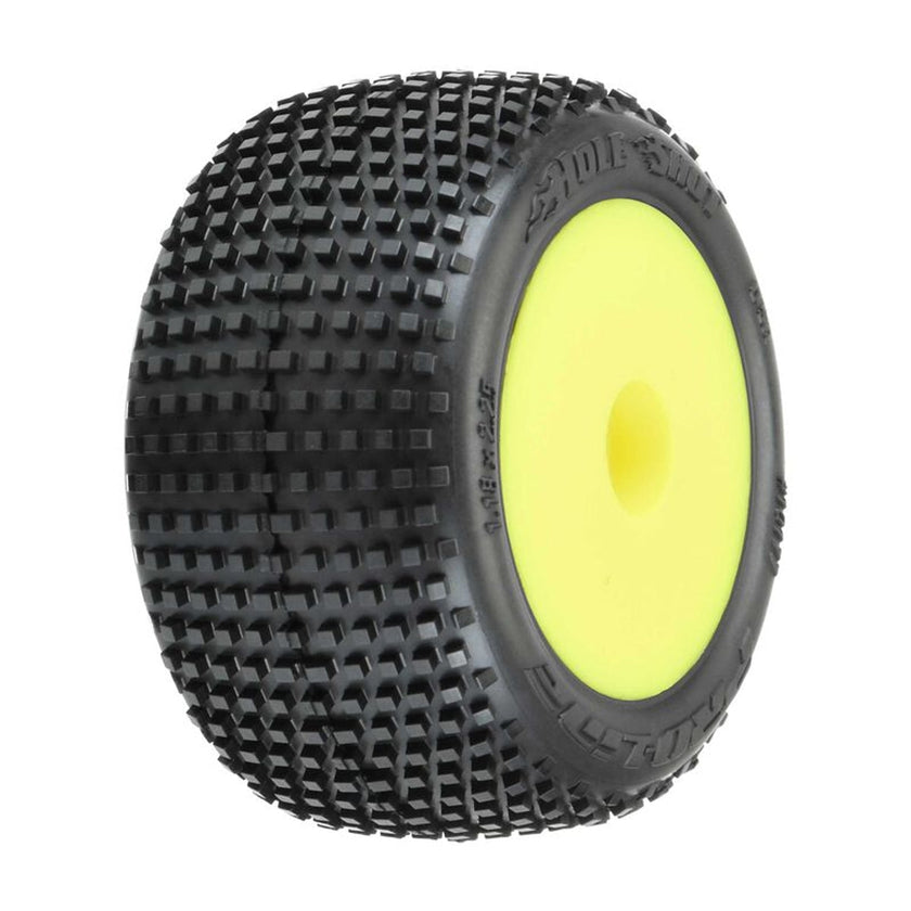 1/18 Hole Shot Front/Rear Mini-T Tires Mounted 8mm Yellow Wheels (2)