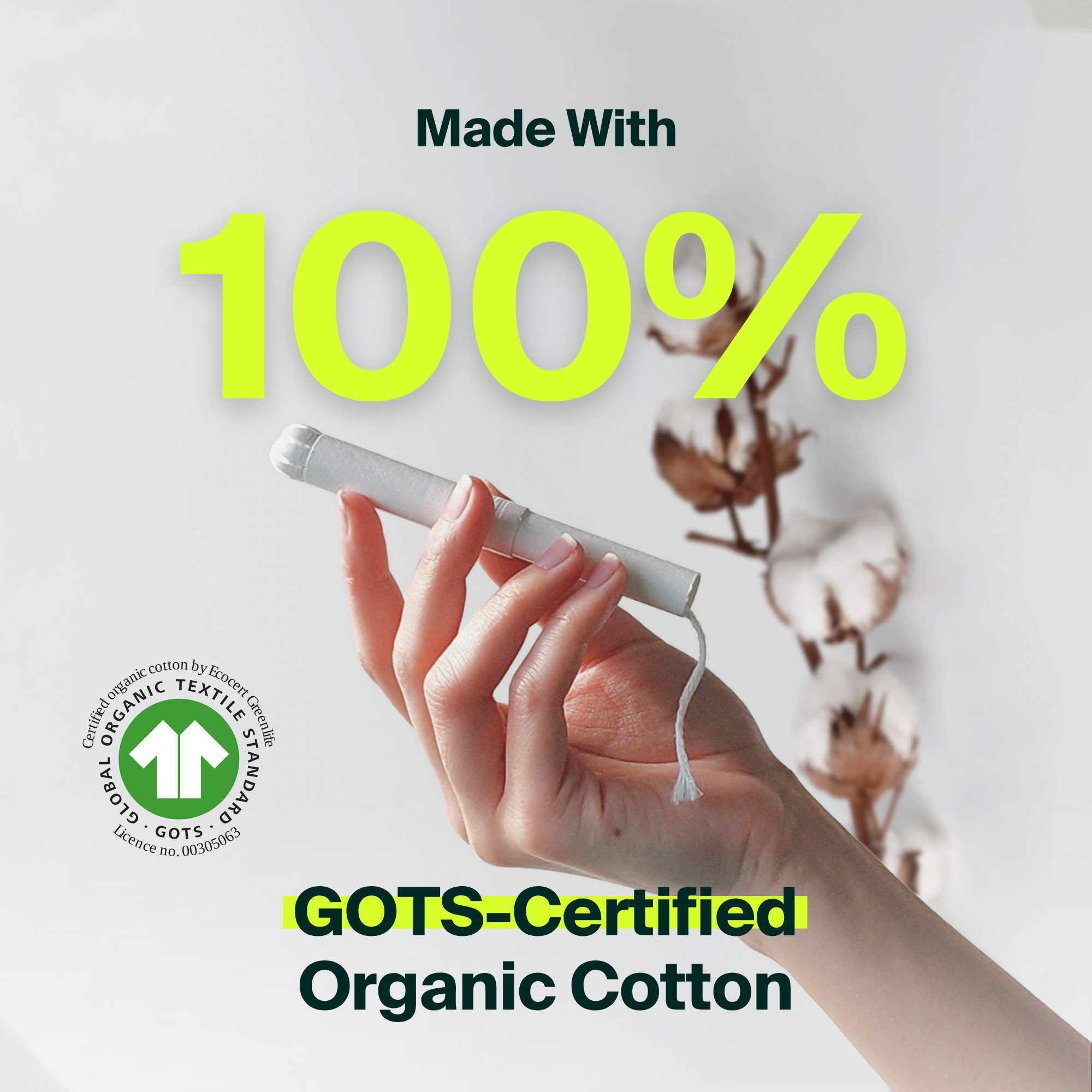100% Organic Cotton Applicator Tampons - Regular