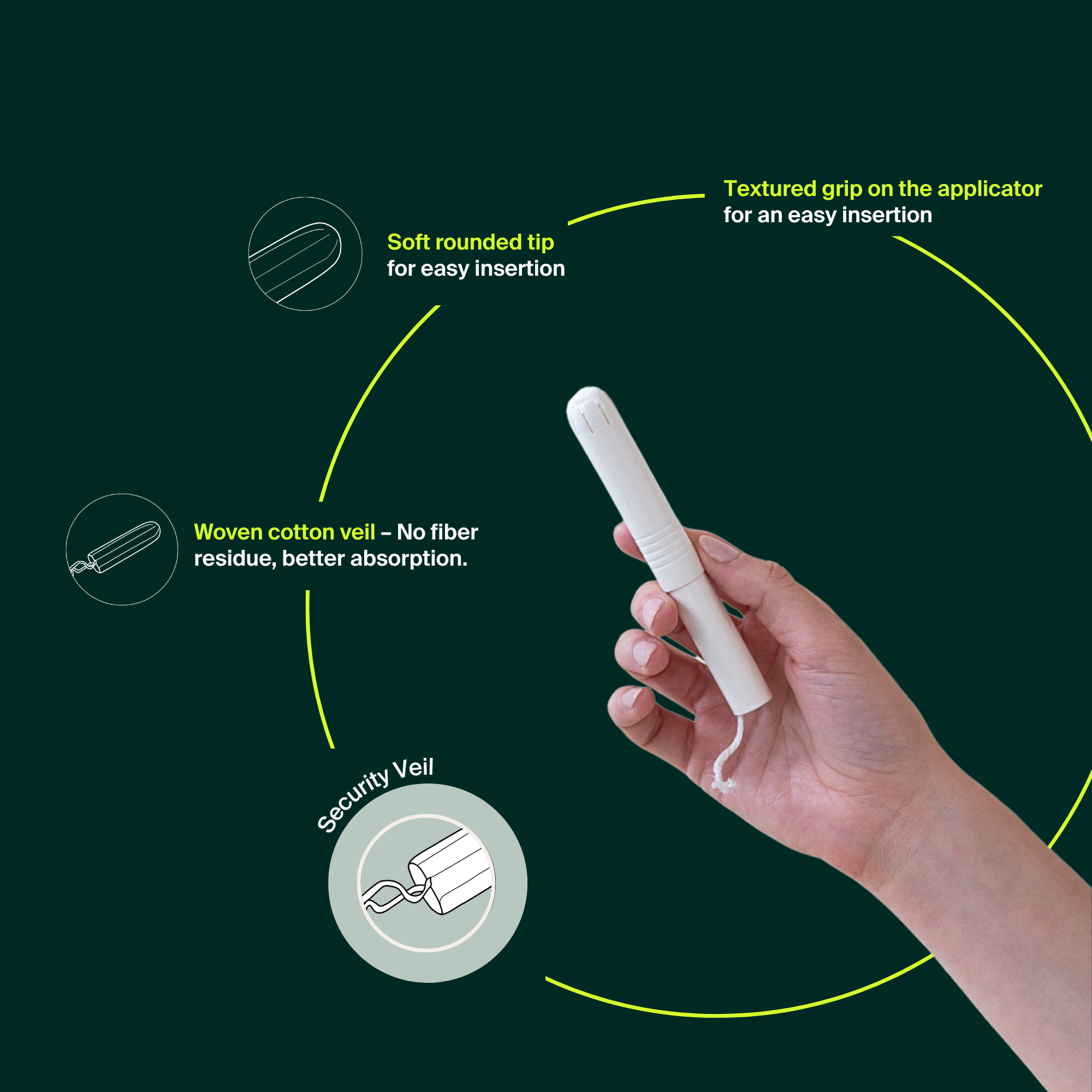 100% Organic Cotton Applicator Tampons - Super