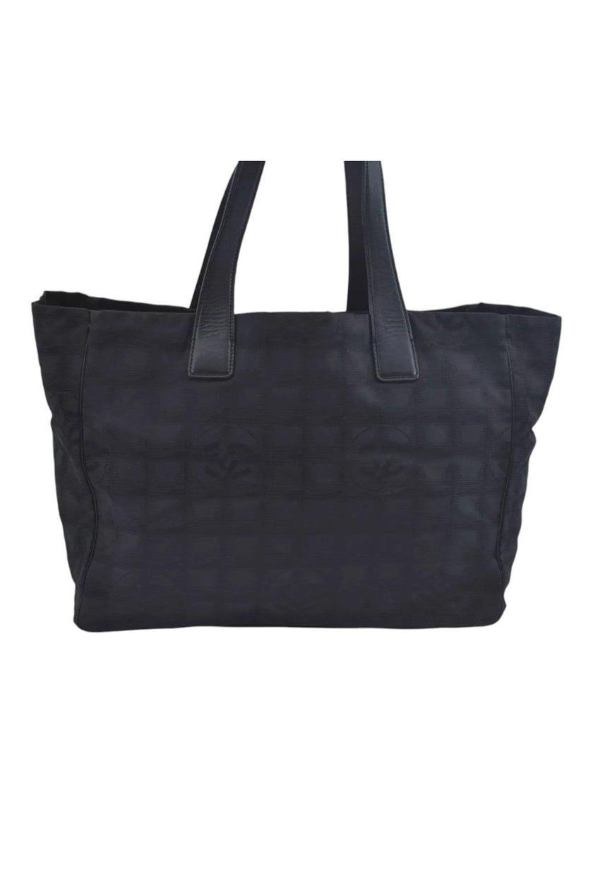CHANEL New Travel Line Vintage Tote Bag Nylon Leather Black Junk 1911J