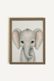 PETIT ÉLÉPHANT, Oeuvre sur toile rigide, encadré brun chêne (collective)