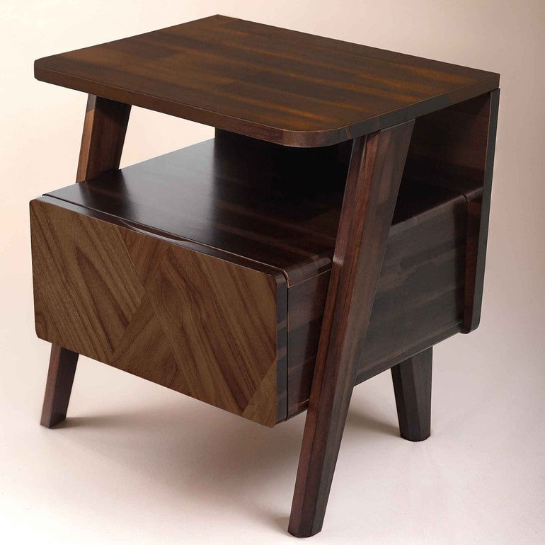 Rum Solid Wood Nightstand