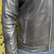 BOL Men’s Zip Pocket Leather Jacket. Sheep Leather Jacket with Fold-Down Collar