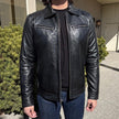 BOL Men’s Zip Pocket Leather Jacket. Sheep Leather Jacket with Fold-Down Collar