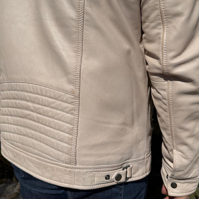 Men’s Hooded Leather Jacket. Sheep Leather Jacket with Removable Hood